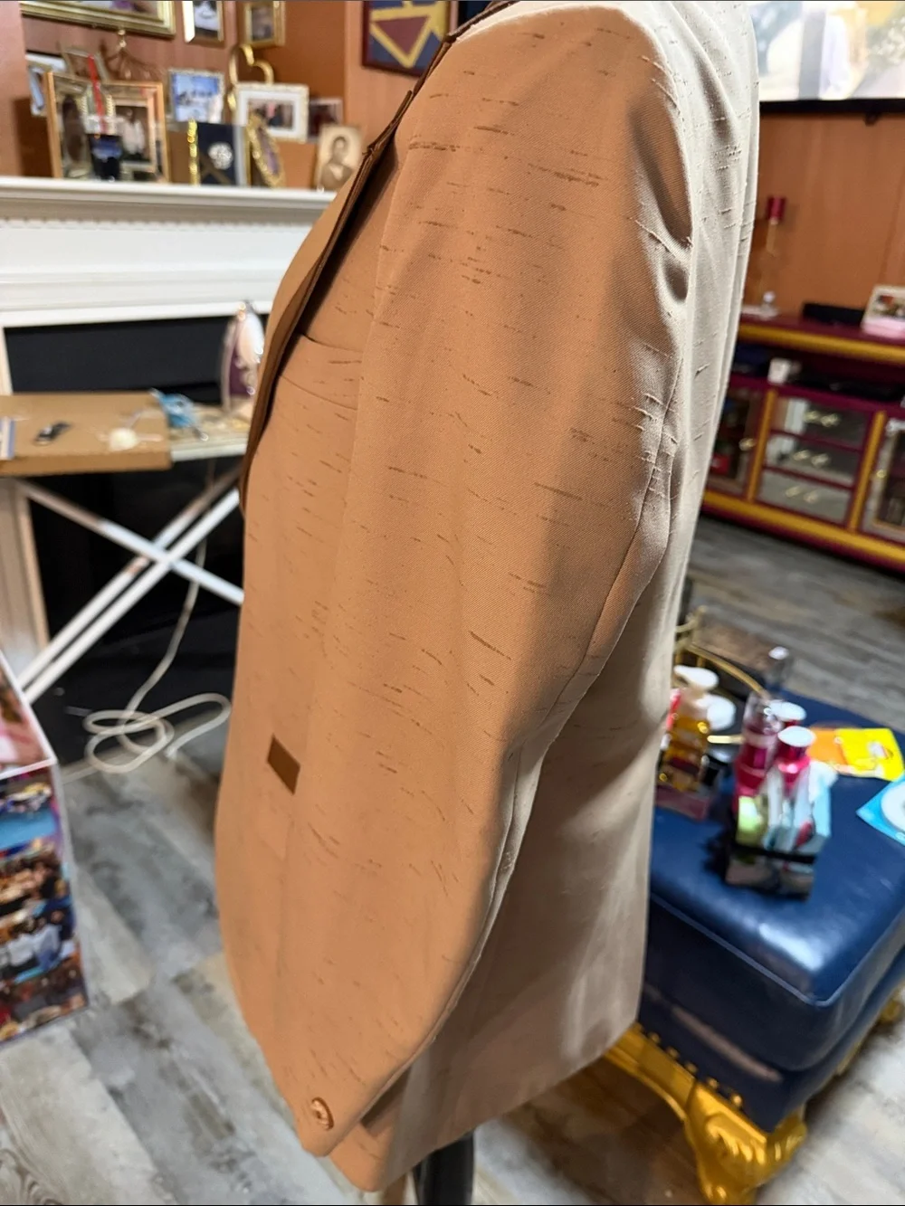 1970’s Vintage After Six Classic Men’s Tan Blazer with Contrast Trim